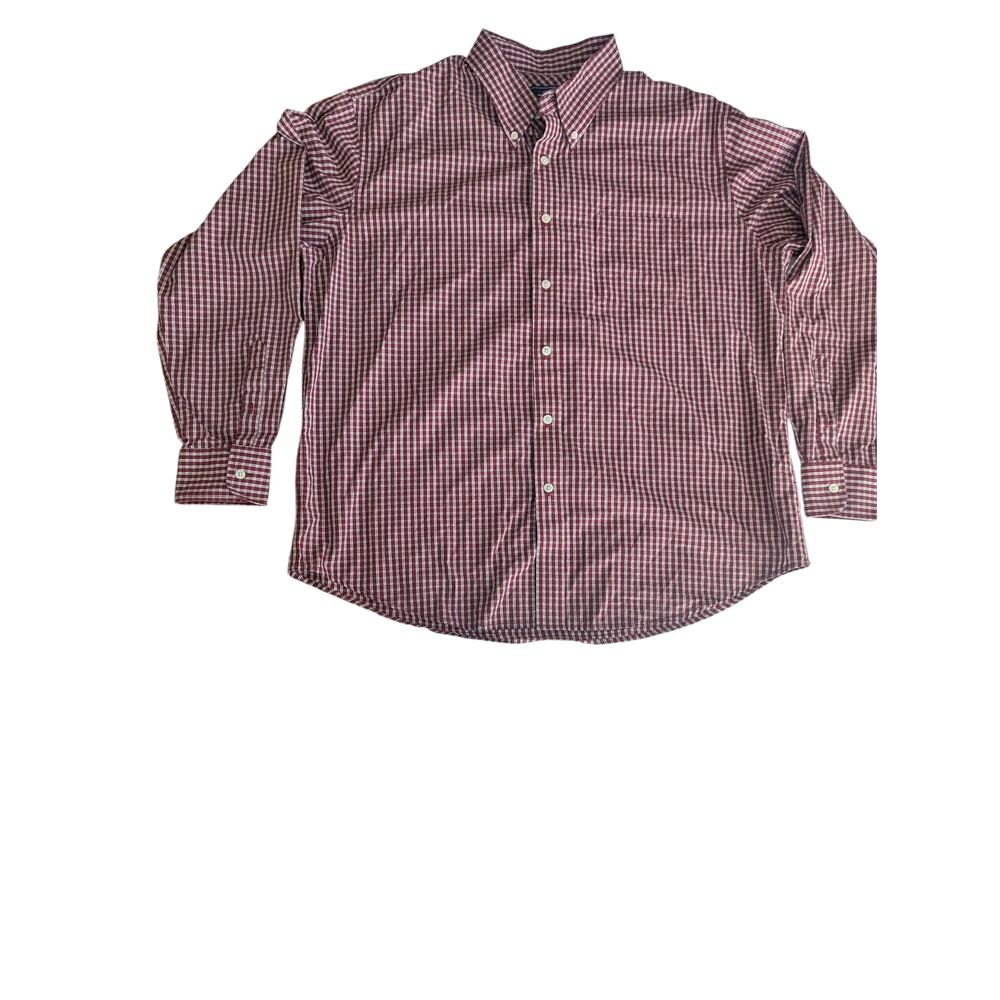 Dockers Men’s XL No Wrinkles Button Down Shirt Red Check Plaid Long Sleeve
